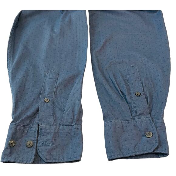 WRANGLER LONG SLEEVE BUTTON-UP DRESS SHIRT, MENS, XL, BLUE, PUCKERED FABRIC - Picture 7 of 11